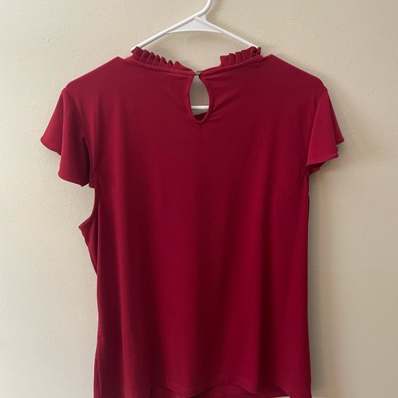 Calvin Klein Red Flutter Sleeve Blouse Size M | Romantic Feminine Career Top - Picture 3 of 7
